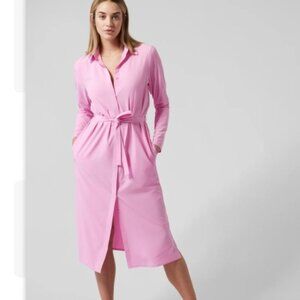 Athleta 2022 Urbanite Dress Woman Large Pink Belted Breathable Office Preppy